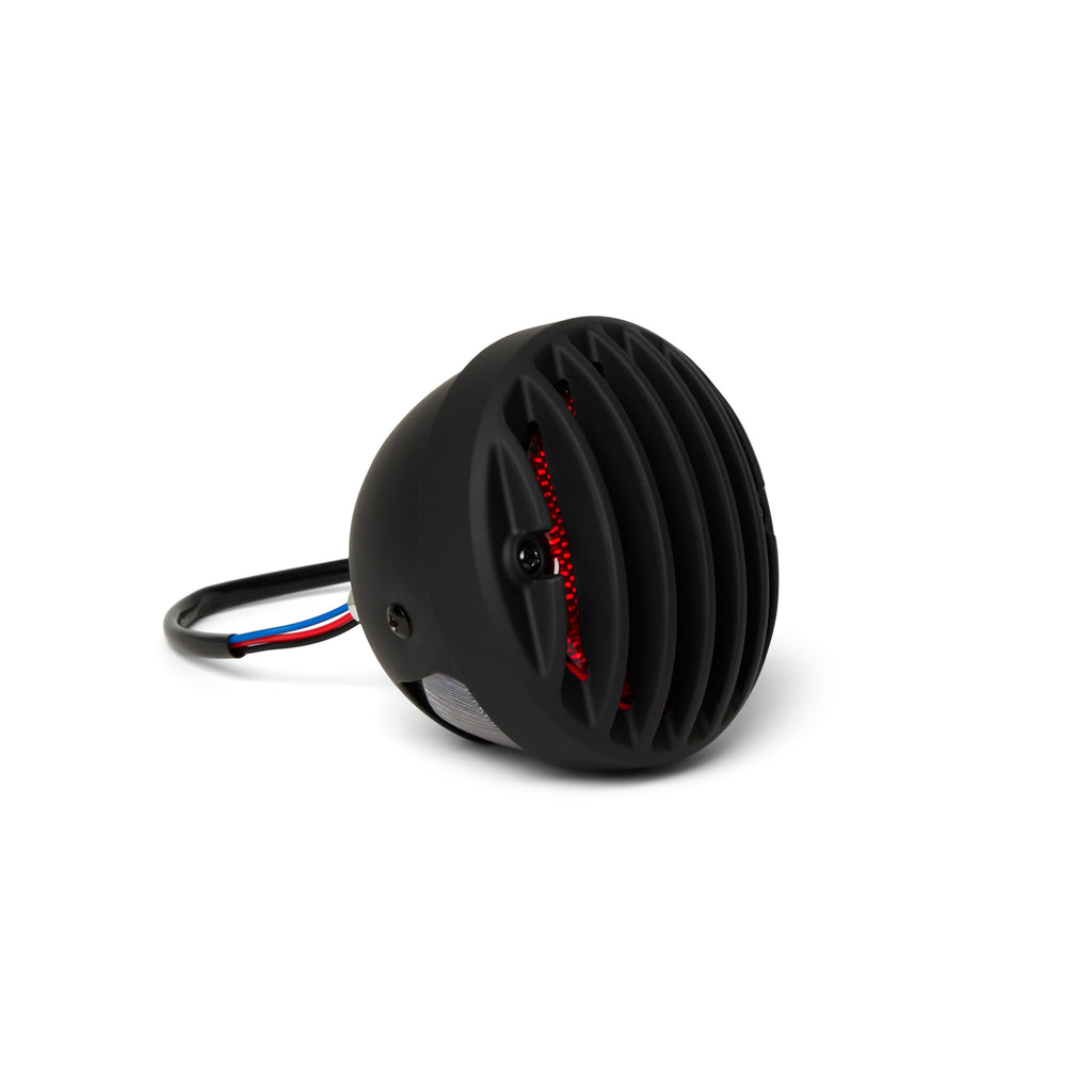 Motorcycle Tail Light - Satin Black Finned LED 12V